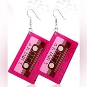 Pink Cassette Tape Earrings